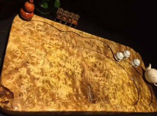 精品黄金樟茶盘 造型方正家具料精选满盘爆花