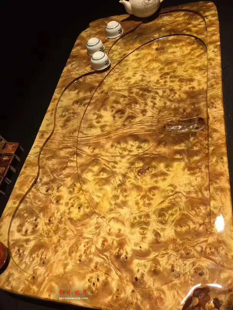 精品黄金樟茶盘 造型方正家具料精选满盘爆花-4