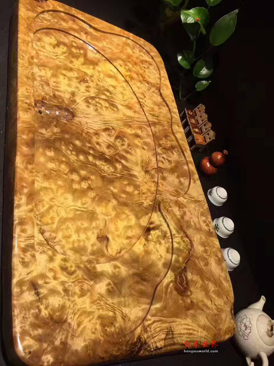 精品黄金樟茶盘 造型方正家具料精选满盘爆花-9