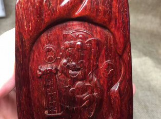 小叶紫檀《财神爷》把件吊坠 带金星