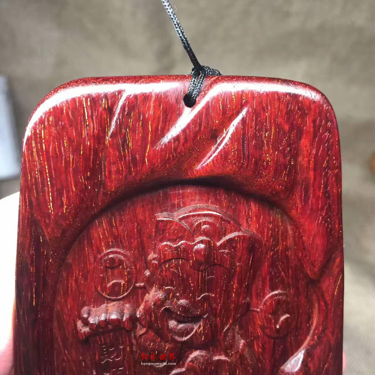 小叶紫檀《财神爷》把件吊坠 带金星-2