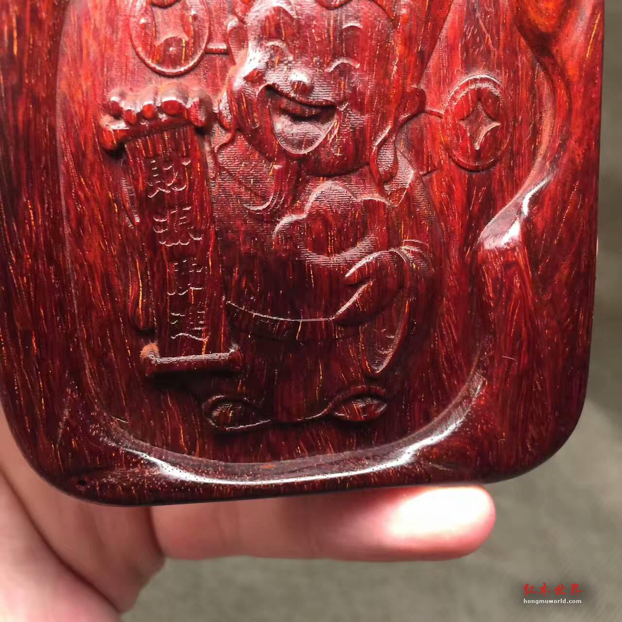 小叶紫檀《财神爷》把件吊坠 带金星-3