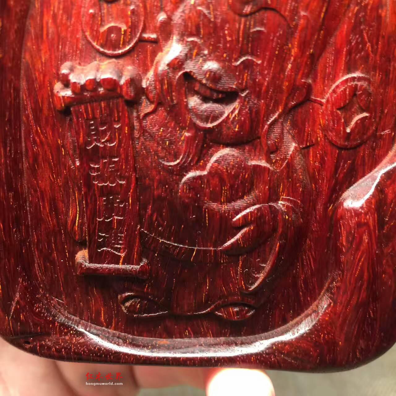 小叶紫檀《财神爷》把件吊坠 带金星-4