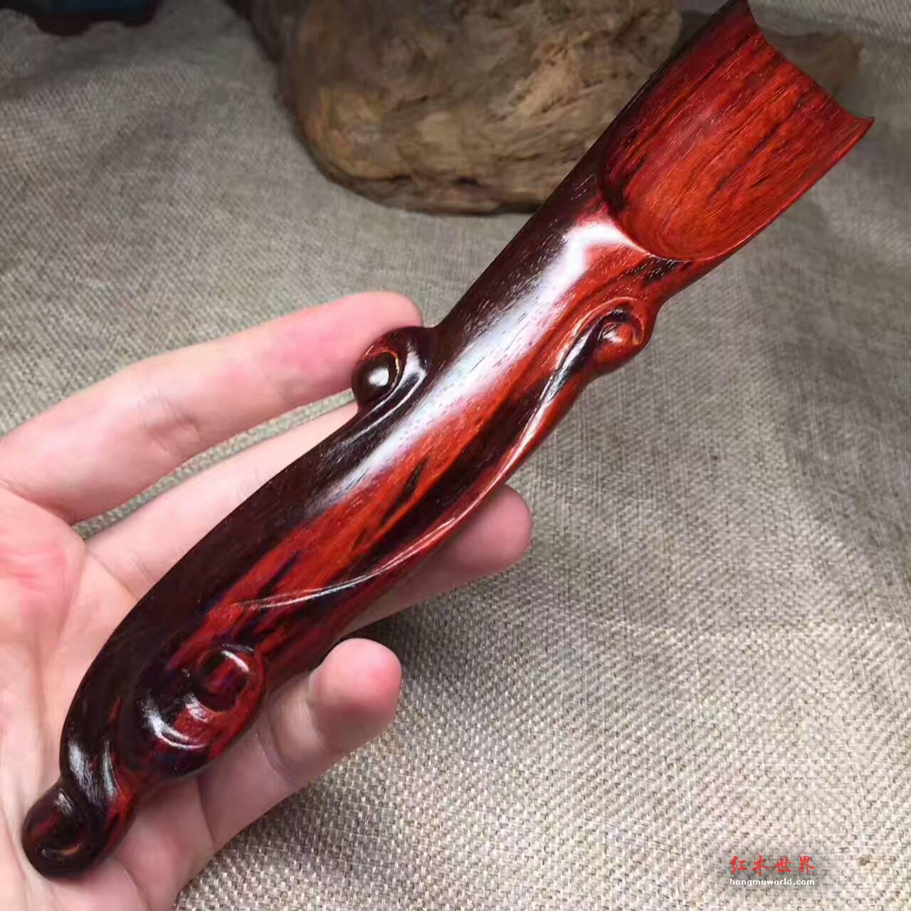 小叶紫檀高油泥料手把件 易把玩-3