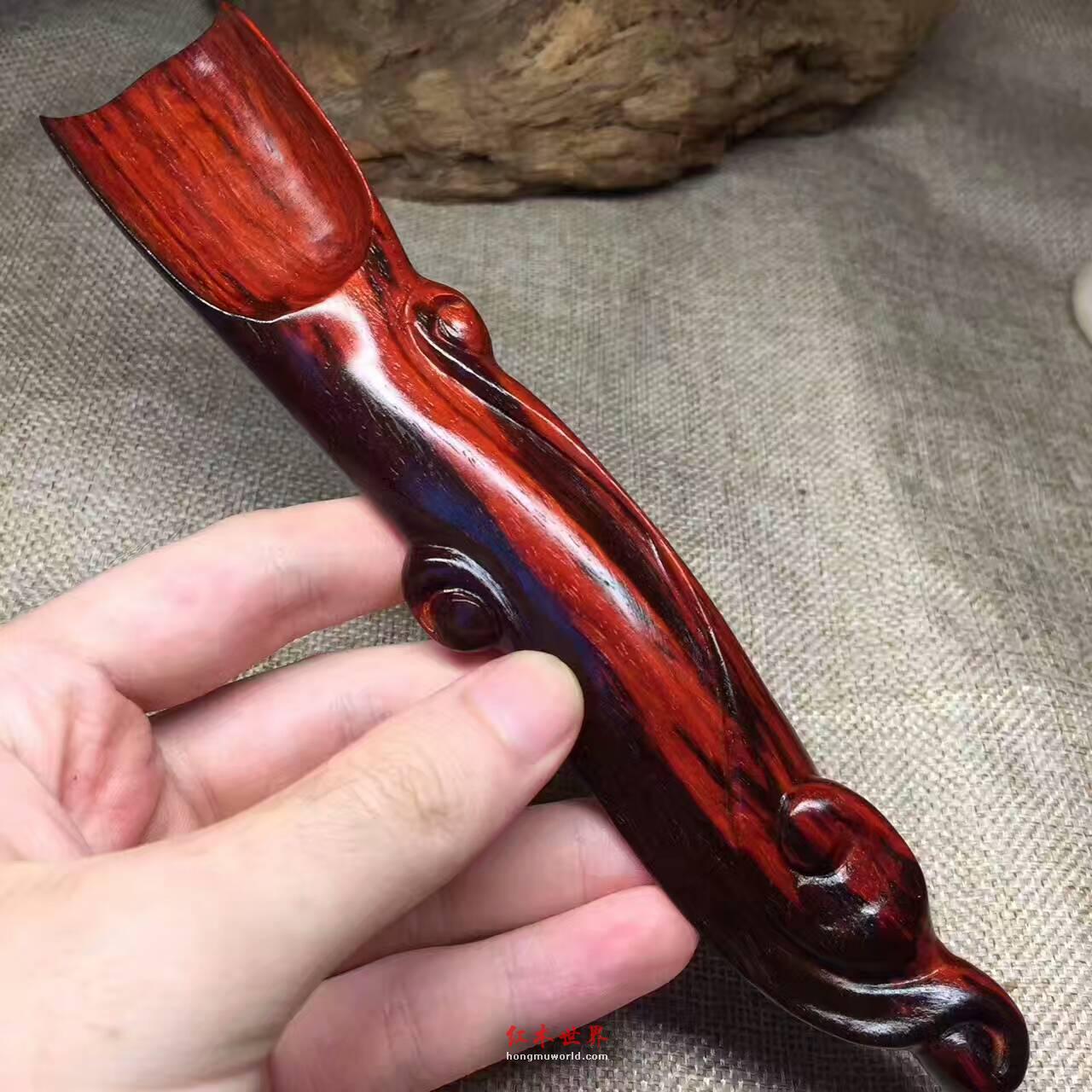 小叶紫檀高油泥料手把件 易把玩-6