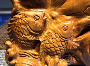 摆件《荷塘月色》金丝楠小叶桢楠枯木老料手工雕刻