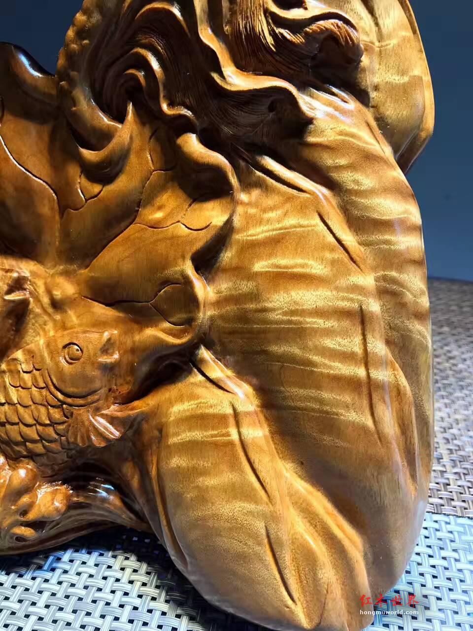 摆件《荷塘月色》金丝楠小叶桢楠枯木老料手工雕刻-6