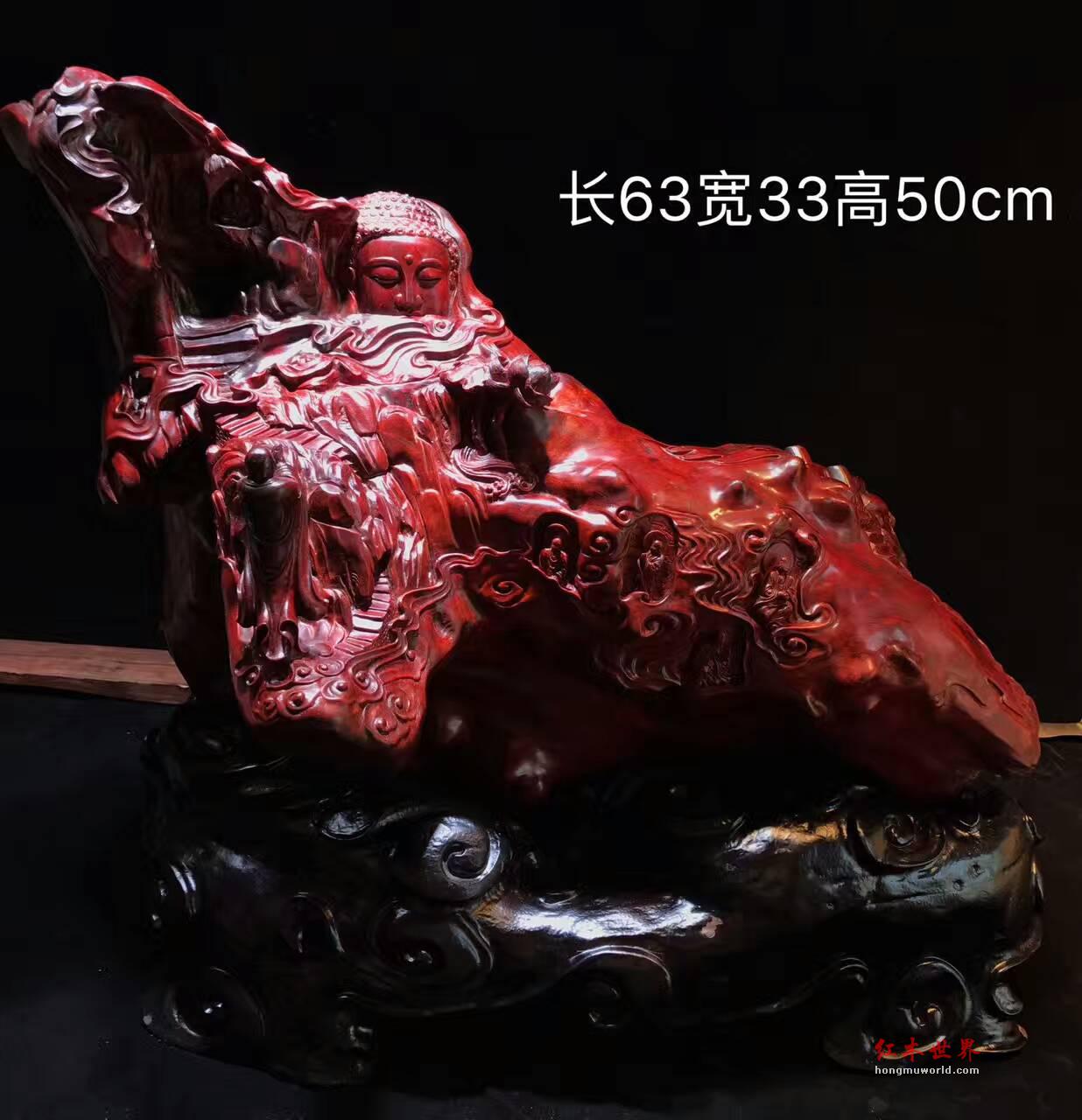 摆件《求佛之路》印度小叶紫檀高密度枯木树头老料满金星细疤-3