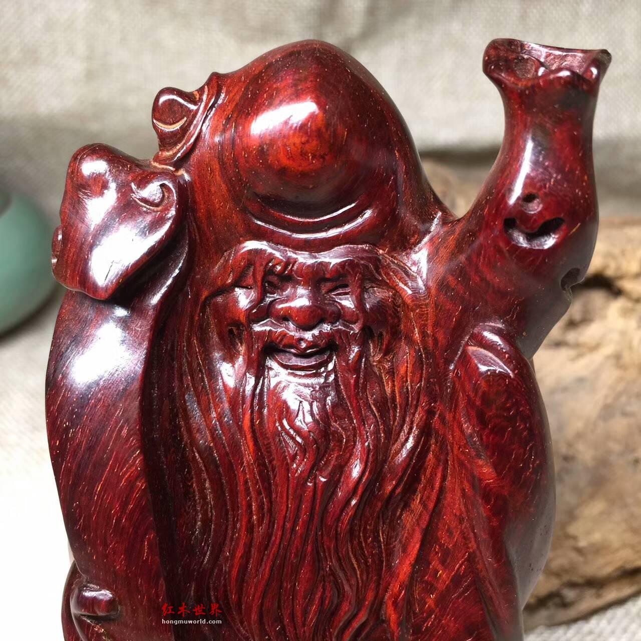 小叶紫檀极品摆件《寿星》 好看又吉祥-1