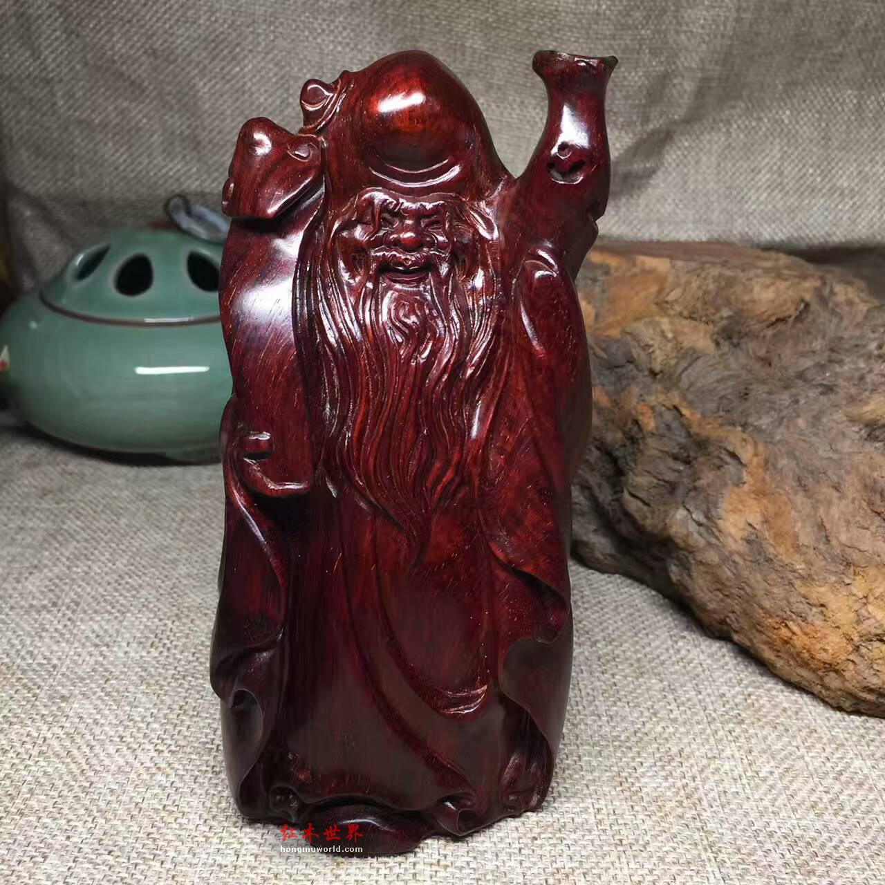 小叶紫檀极品摆件《寿星》 好看又吉祥-2