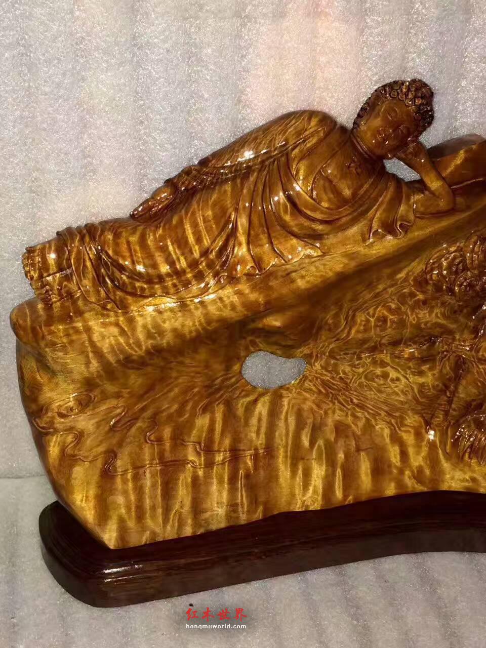 金丝楠木《祥云卧佛》摆件 雕工精细纹理漂亮-4