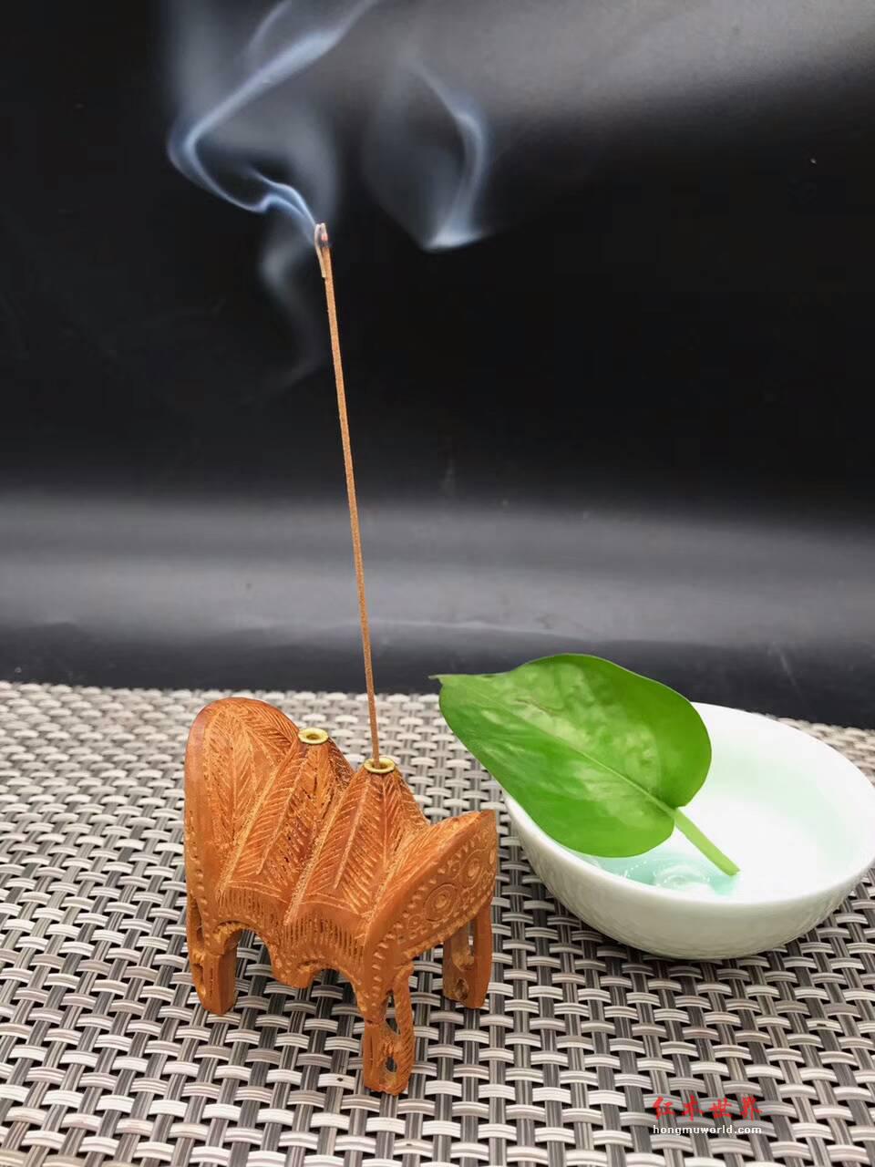 印度老山檀香黑肉老料大象鞍香座 造型特别-2