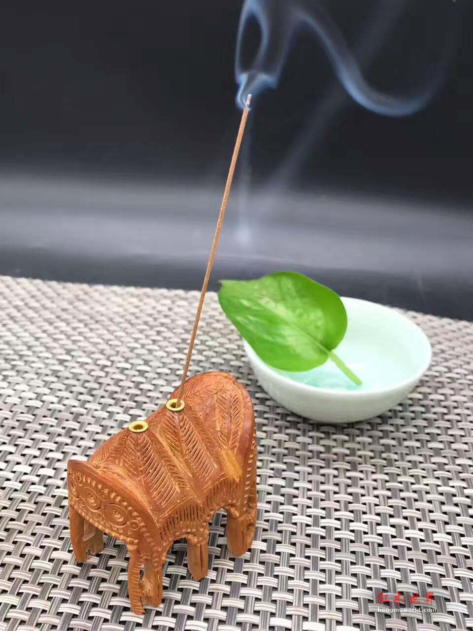 印度老山檀香黑肉老料大象鞍香座 造型特别-5