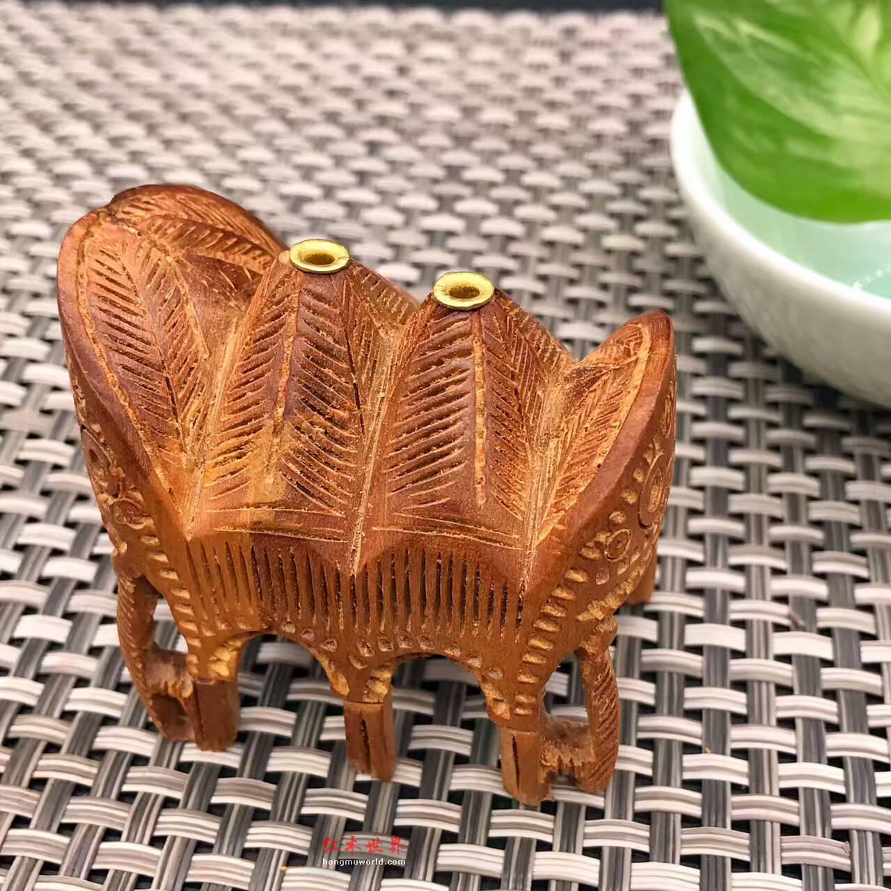 印度老山檀香黑肉老料大象鞍香座 造型特别-6