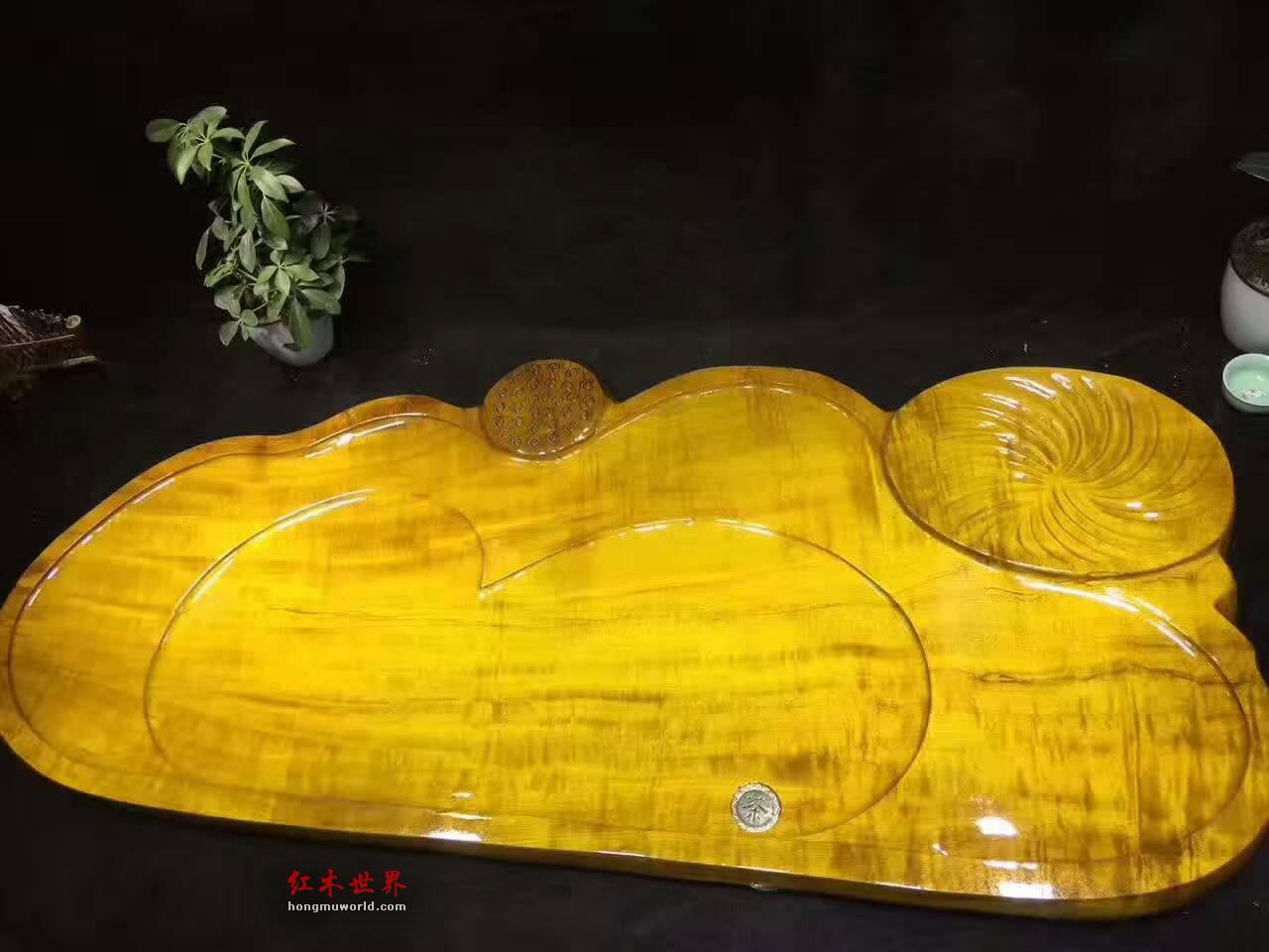 金丝楠茶盘金丝水波纹点缀 提升品茶格调-3