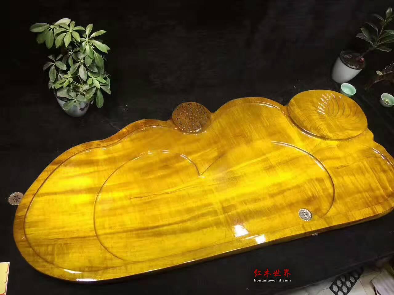 金丝楠茶盘金丝水波纹点缀 提升品茶格调-4