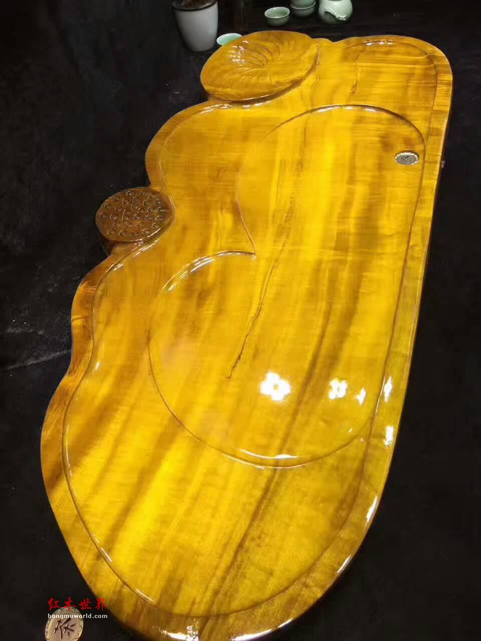 金丝楠茶盘金丝水波纹点缀 提升品茶格调-8