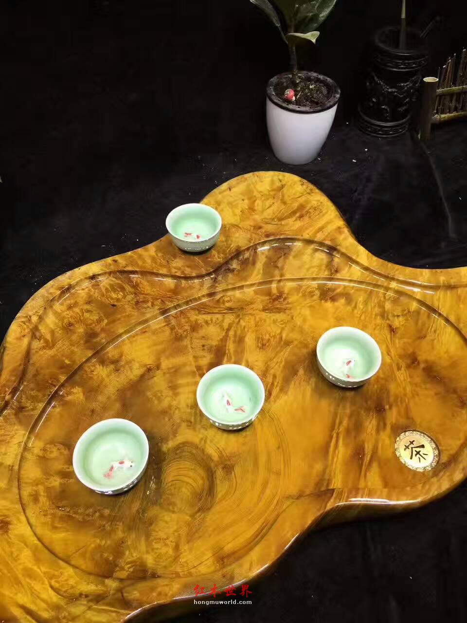 黄金樟茶盘满瘤疤 造型独特有档次-5