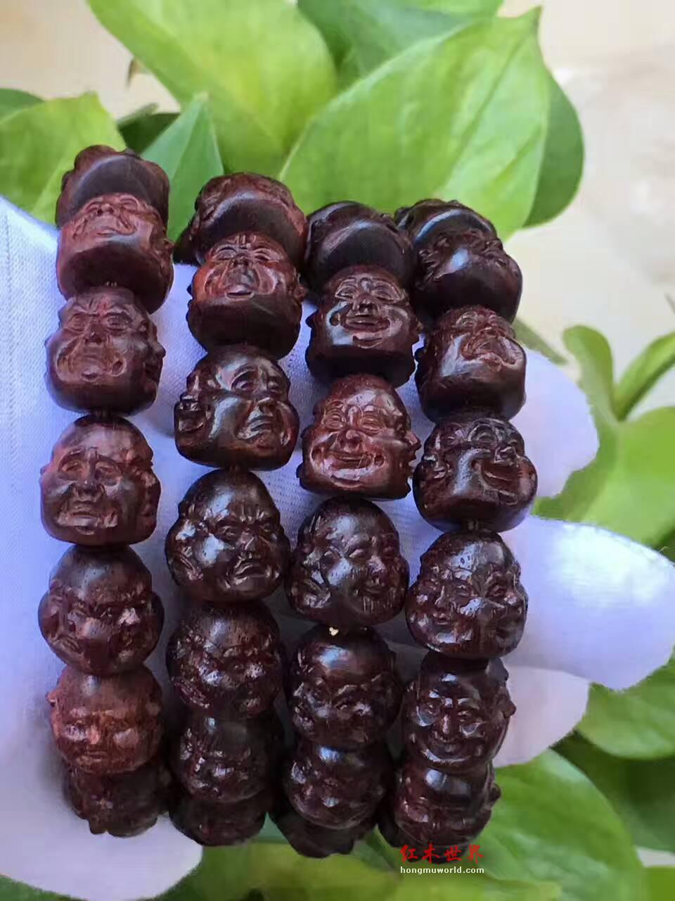小叶紫檀佛头手串表情多样 品质完美值得收藏-5