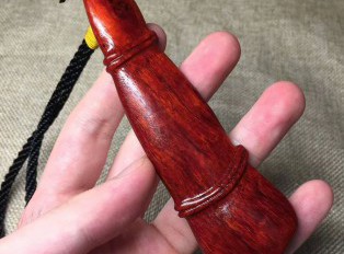 小叶紫檀《节节高》手把件鱼鳞底金星好包浆