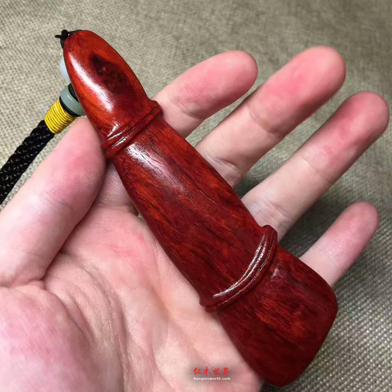 小叶紫檀《节节高》手把件鱼鳞底金星好包浆-4