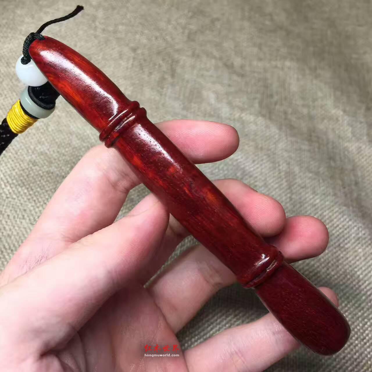 小叶紫檀《节节高》手把件鱼鳞底金星好包浆-5