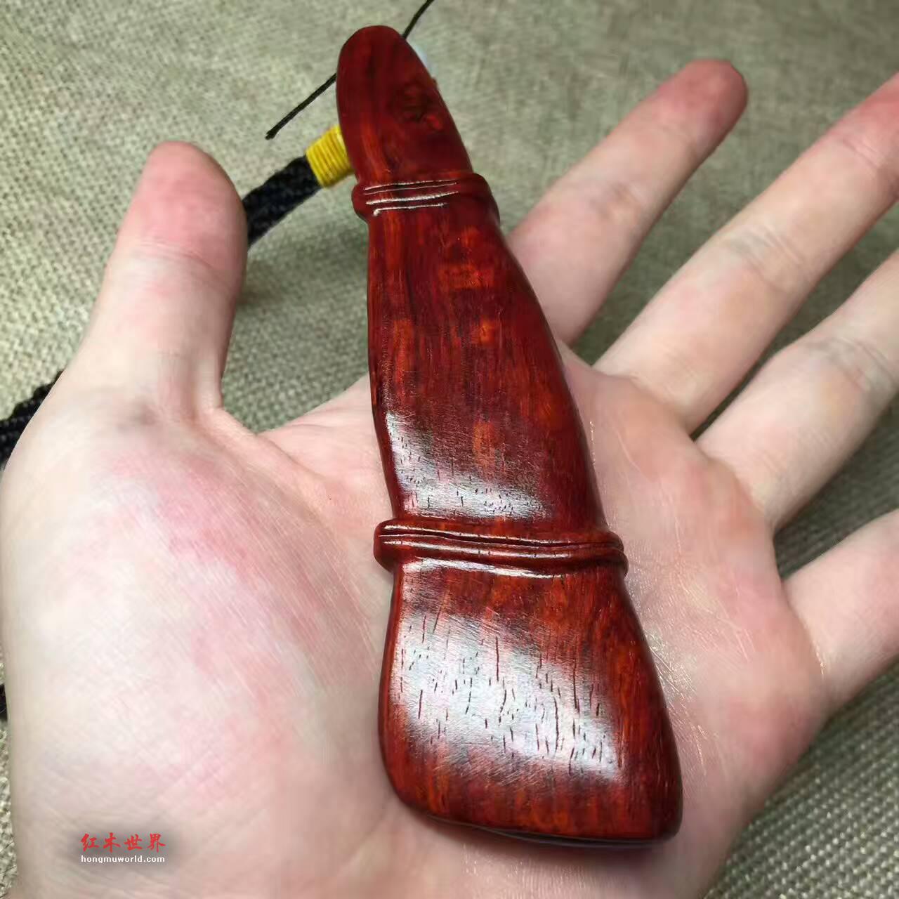小叶紫檀《节节高》手把件鱼鳞底金星好包浆-6