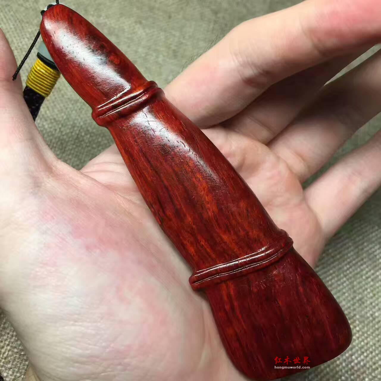 小叶紫檀《节节高》手把件鱼鳞底金星好包浆-8