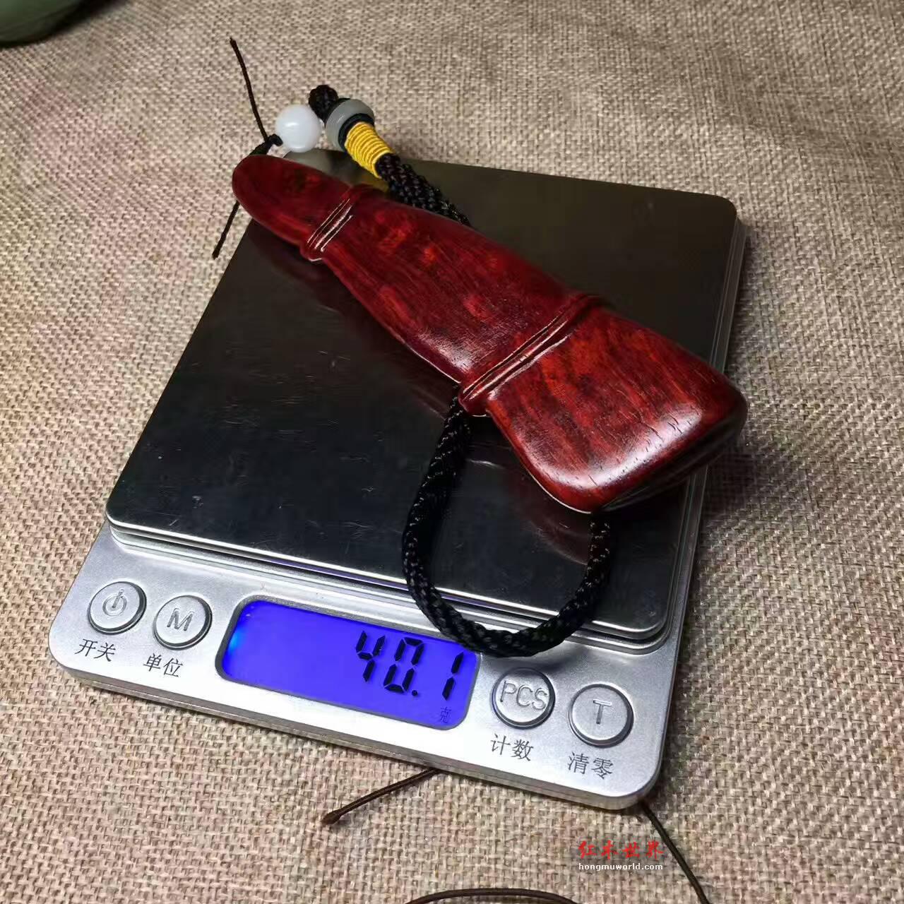 小叶紫檀《节节高》手把件鱼鳞底金星好包浆-9
