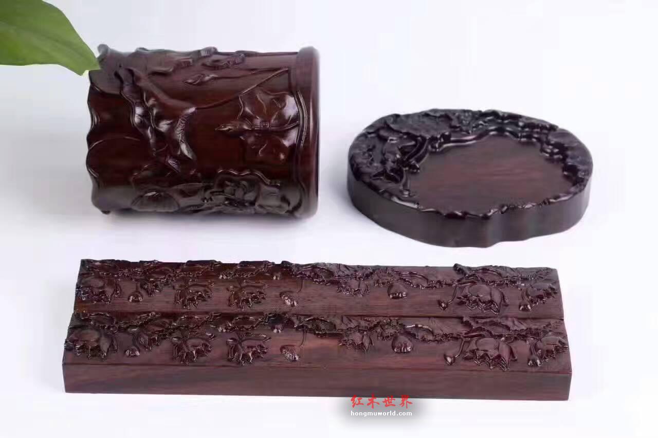 黑檀荷花文房四宝 展示文化底蕴送礼首选-3