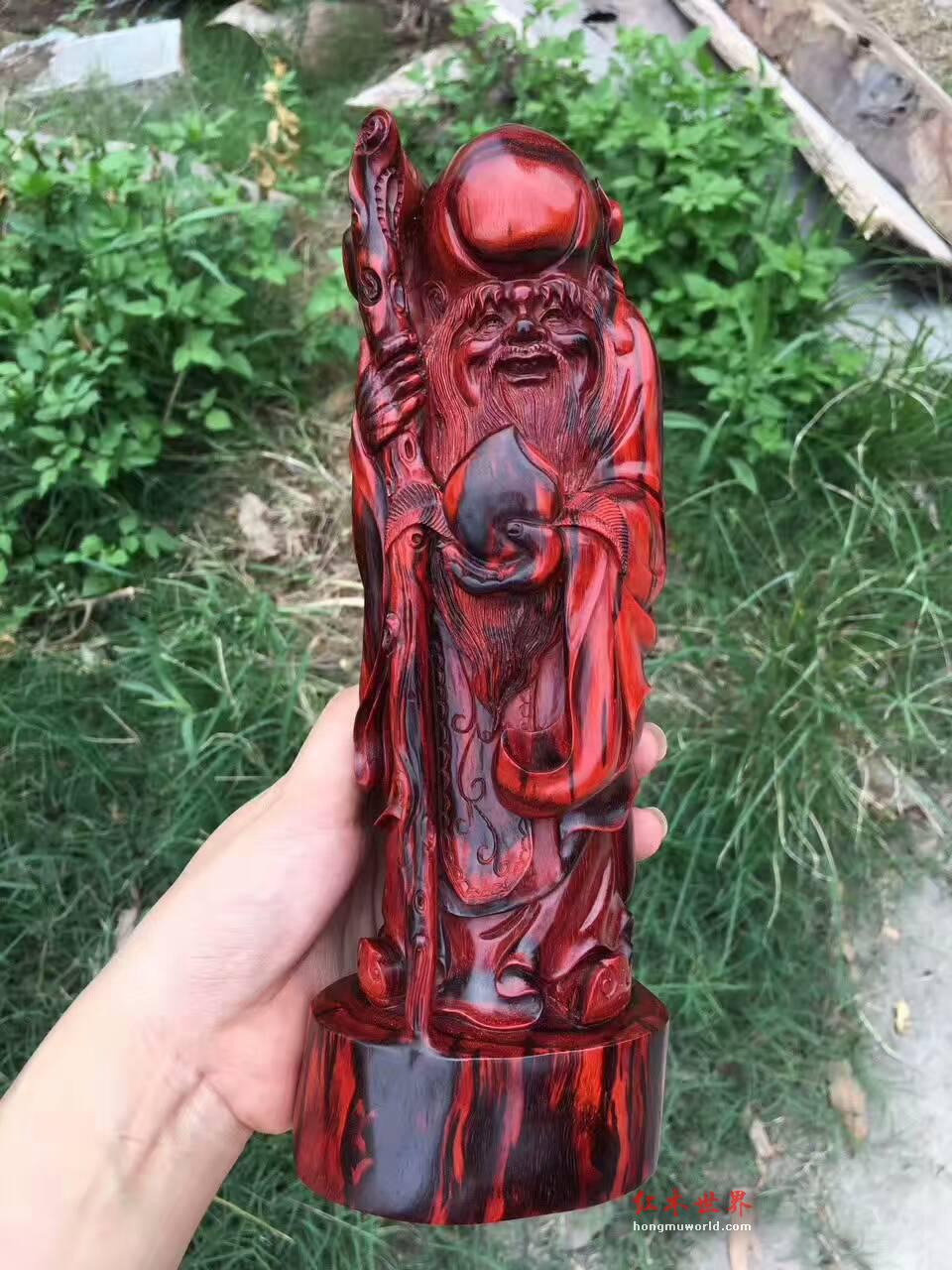 小叶紫檀摆件《寿星》火焰纹老料选材送长辈首选-3