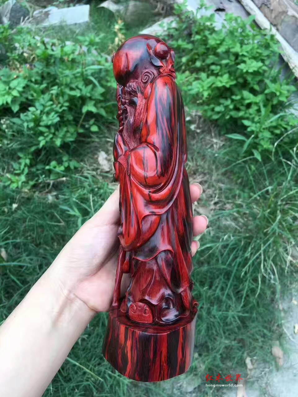 小叶紫檀摆件《寿星》火焰纹老料选材送长辈首选-4