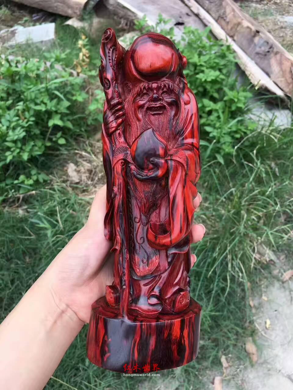 小叶紫檀摆件《寿星》火焰纹老料选材送长辈首选-8