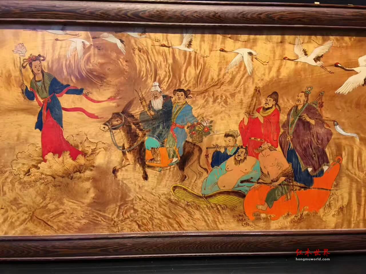 金丝楠木油画《八仙过海》适合艺术馆酒店会所装饰-4