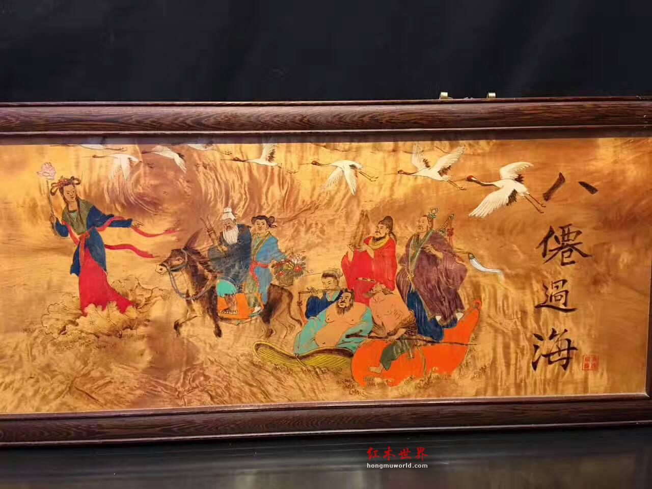 金丝楠木油画《八仙过海》适合艺术馆酒店会所装饰-6