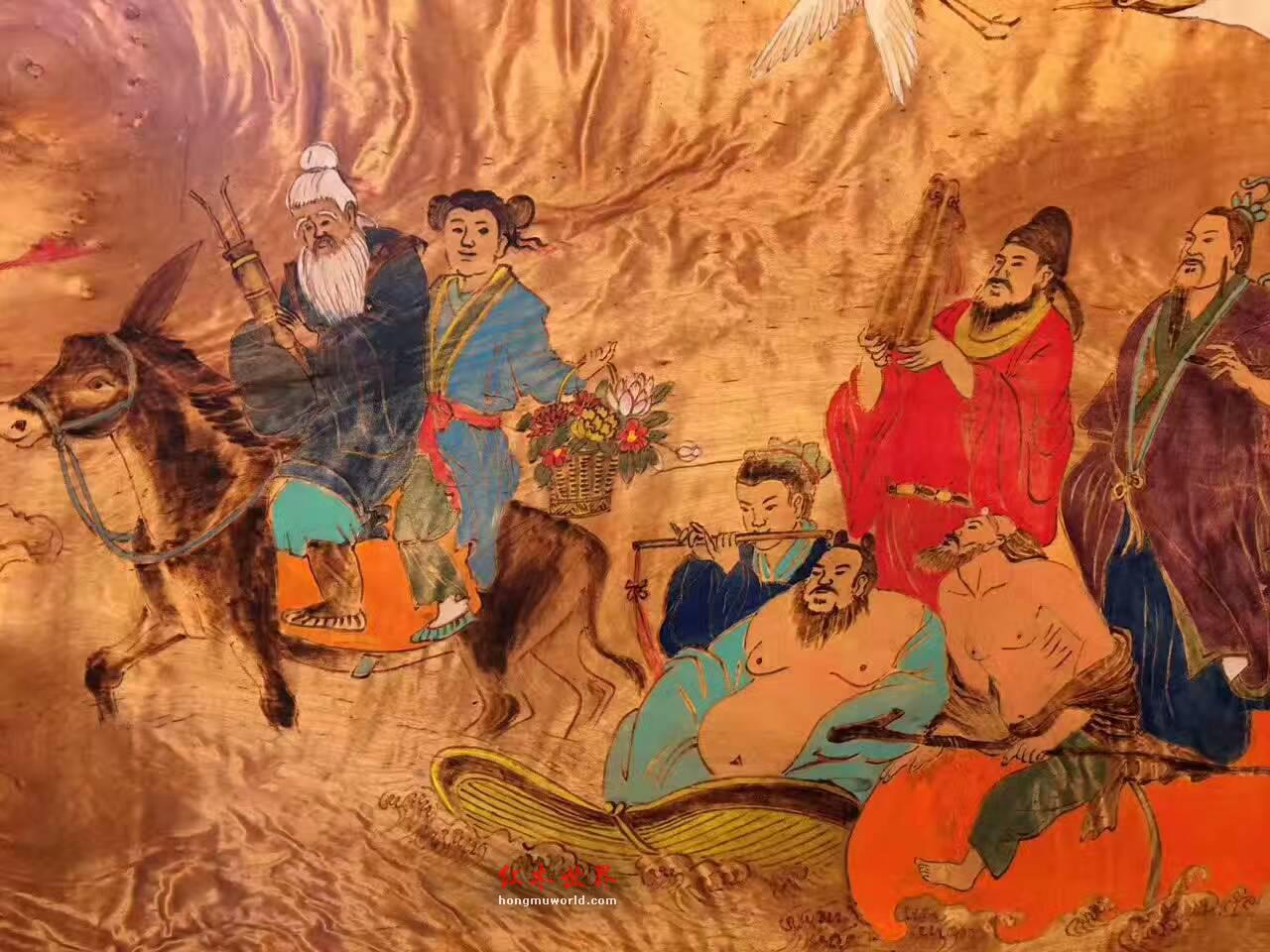 金丝楠木油画《八仙过海》适合艺术馆酒店会所装饰-7