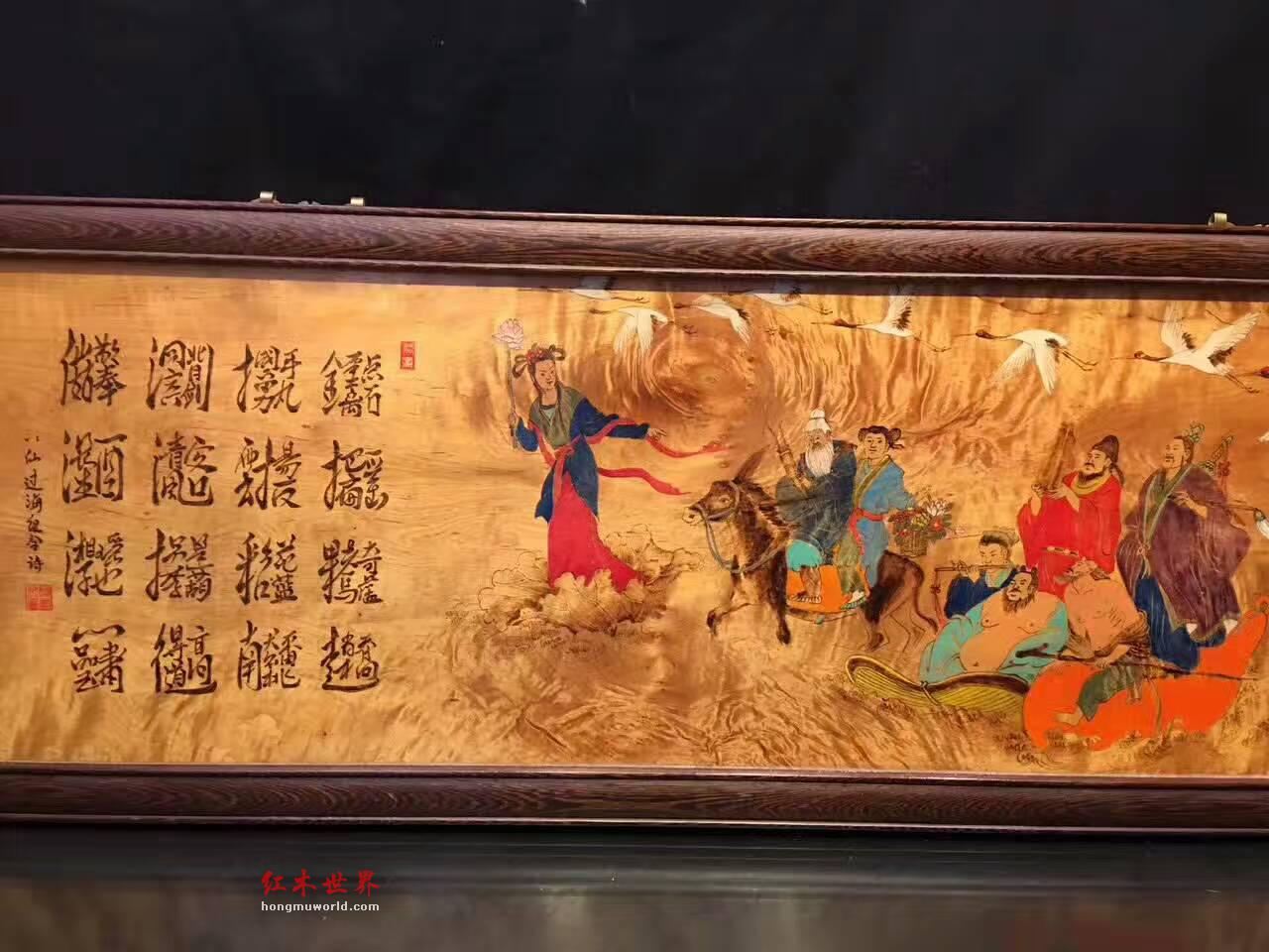 金丝楠木油画《八仙过海》适合艺术馆酒店会所装饰-9