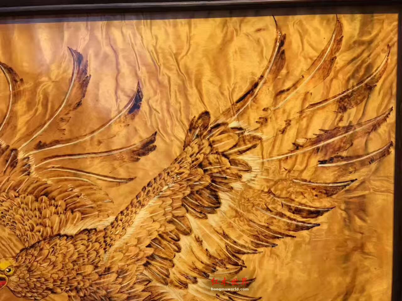 金丝楠烙画挂屏《大展宏图》 满水波的大叶楠面板和黑檀边框为原材料-1