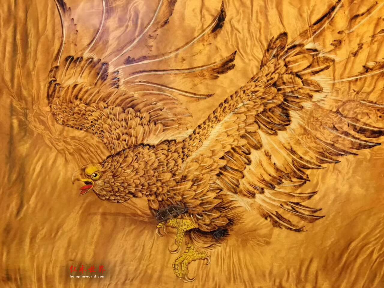 金丝楠烙画挂屏《大展宏图》 满水波的大叶楠面板和黑檀边框为原材料-2