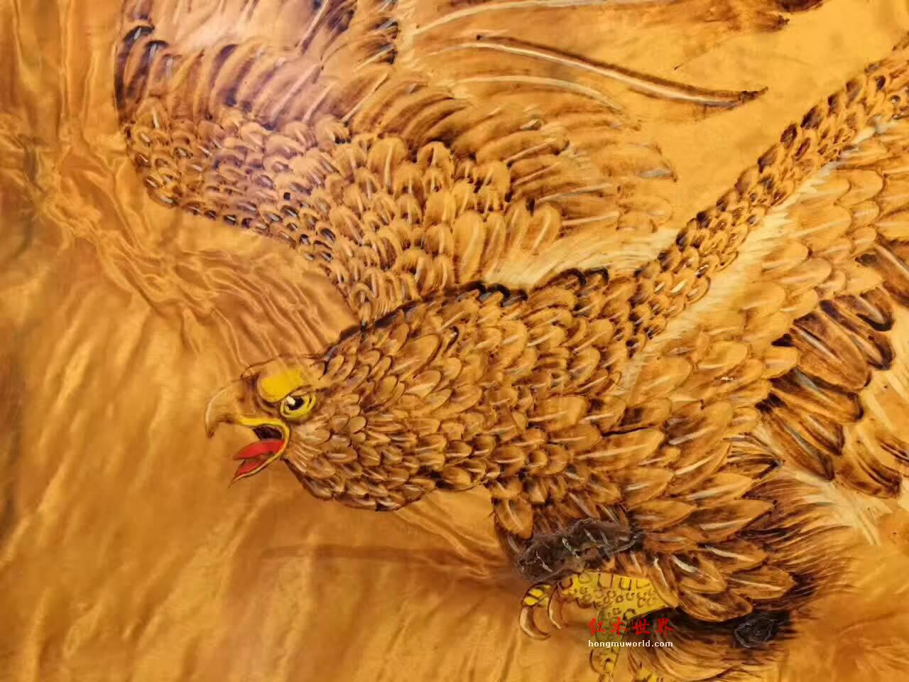 金丝楠烙画挂屏《大展宏图》 满水波的大叶楠面板和黑檀边框为原材料-7