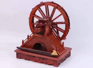 缅甸花梨木工艺品《仿古水车》造型逼真寓意招财