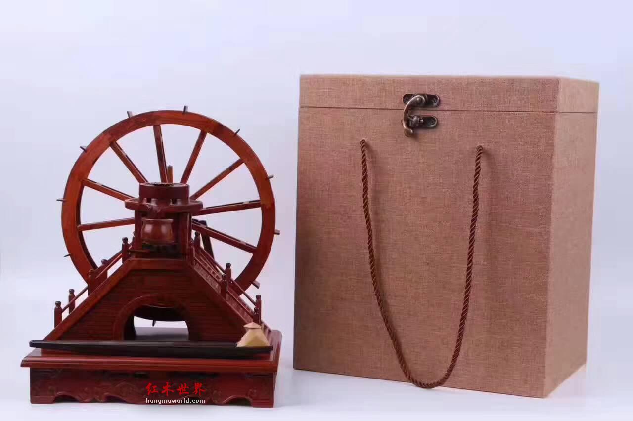 缅甸花梨木工艺品《仿古水车》造型逼真寓意招财-7
