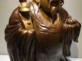 楠木手工精细雕刻工艺品《财神》摆件 笑脸迎财财自来