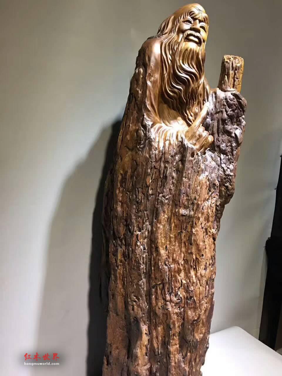 楠木大型根雕《高人指路》 全手工打造意境深远-3