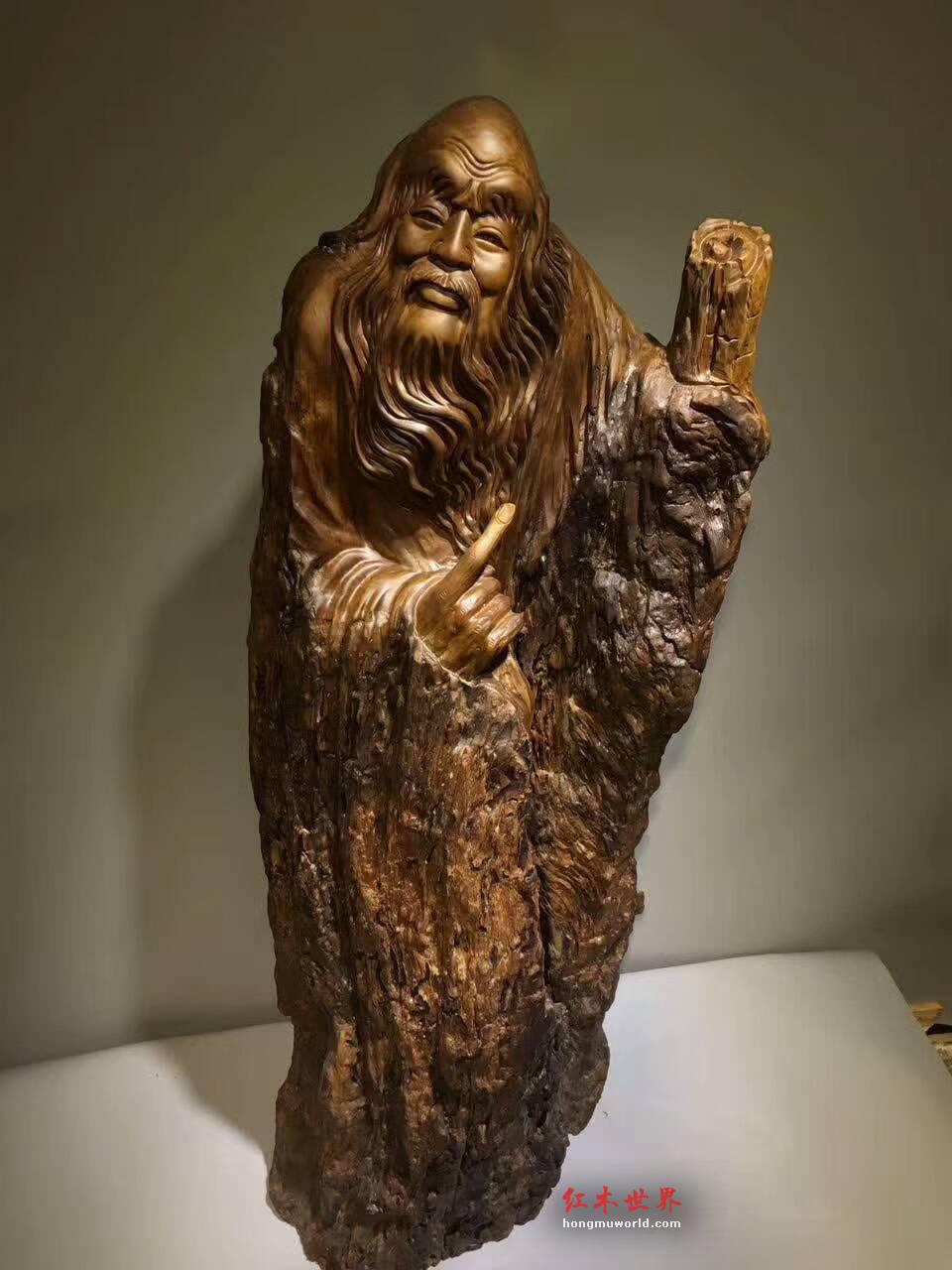 楠木大型根雕《高人指路》 全手工打造意境深远-9