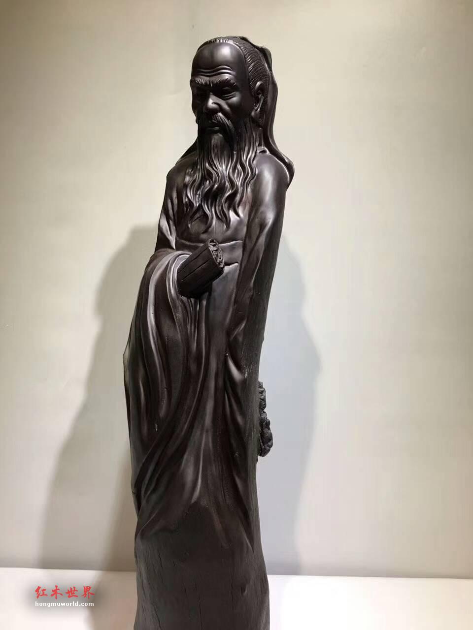 难得好木雕刻作品《孔子》 阴沉红椿木手工雕刻寓意好-1