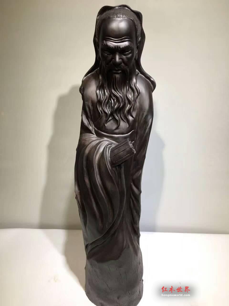 难得好木雕刻作品《孔子》 阴沉红椿木手工雕刻寓意好-5