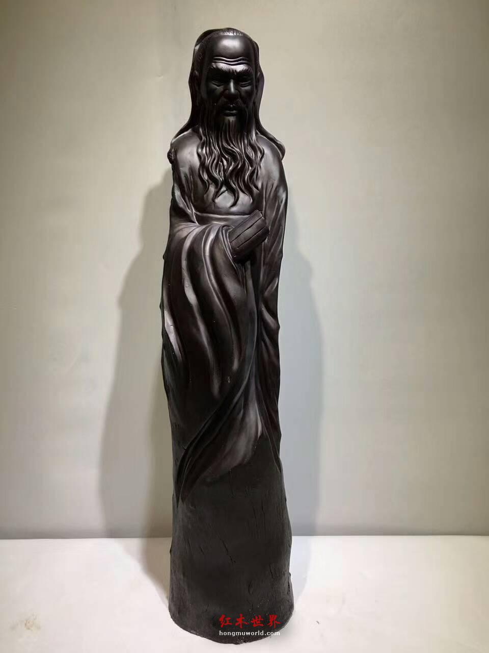 难得好木雕刻作品《孔子》 阴沉红椿木手工雕刻寓意好-3