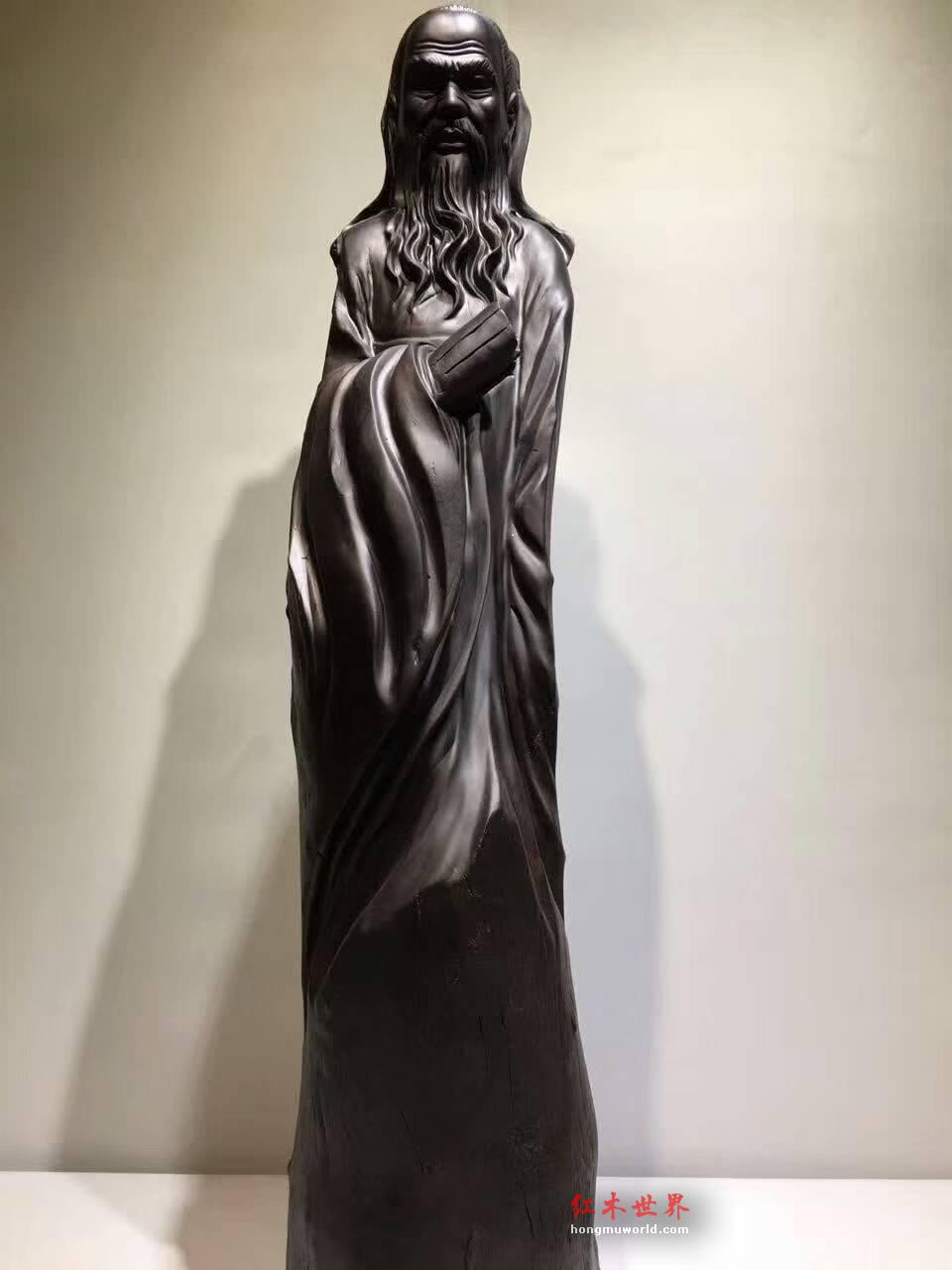 难得好木雕刻作品《孔子》 阴沉红椿木手工雕刻寓意好-6