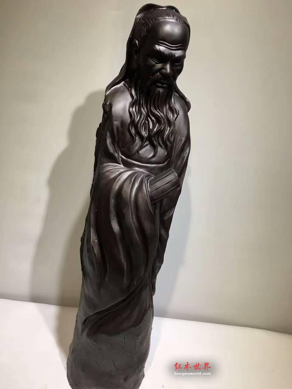难得好木雕刻作品《孔子》 阴沉红椿木手工雕刻寓意好-9